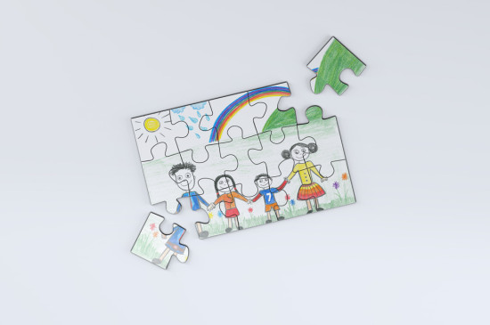 Custom jigsaw puzzles, kid size, choose how many pieces and dimensions